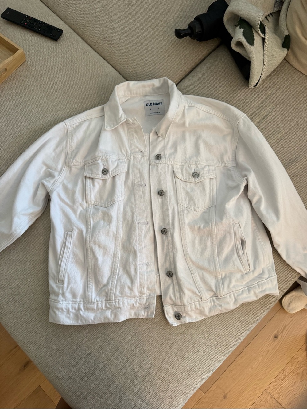 Old Navy White Denim Jacket with Button Front